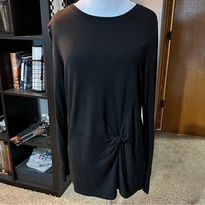Athleta Black Tunic Length Long Sleeve T-Shirt with Twist Draping Detail